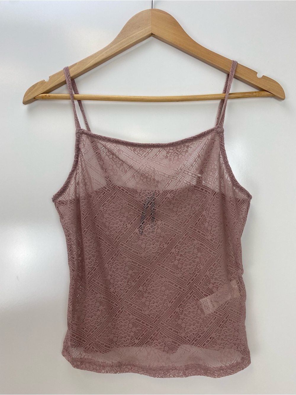 Anthropologie Dusty Rose Lace Camisole with Delicate Straps